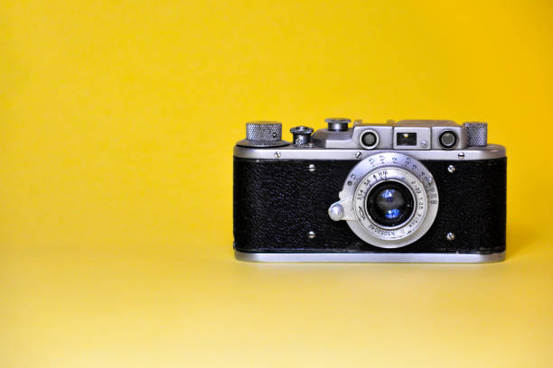 istock Old camera. Film camera. Monochrome background and camera. Photo studio design 2185548923