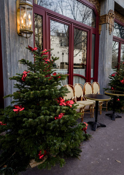 istock chairs and table near window and christmas tree. 2185550673