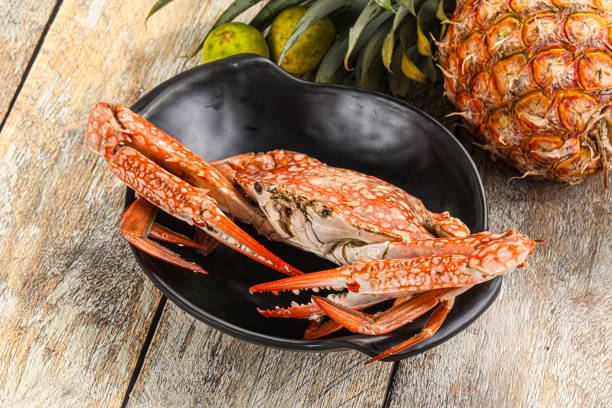 Seafood cuisine -delicous fresh steamed crabs