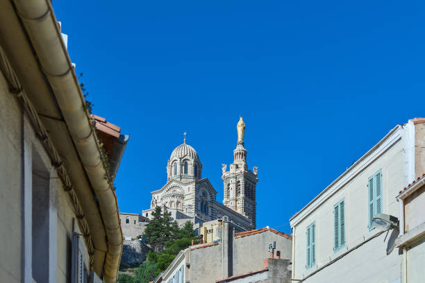 istock Historic basilica with golden statue in Marseille 2185555477