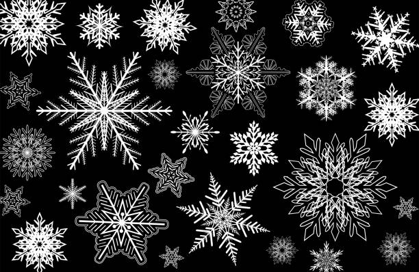 istock Snowflakes winter background, white snowflakes isolated on black, christmas snow  pattern. 2185564362