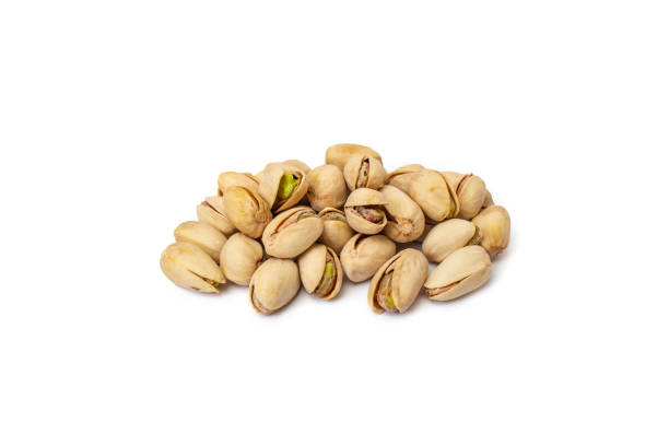istock Salted pistachio pile isolated on white background 2185567095