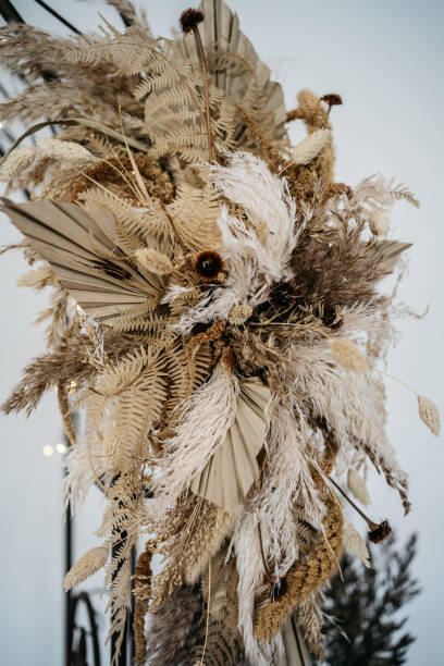 istock Dried Pampas Grass Wedding Bouquet with Neutral Flowers 2185567675
