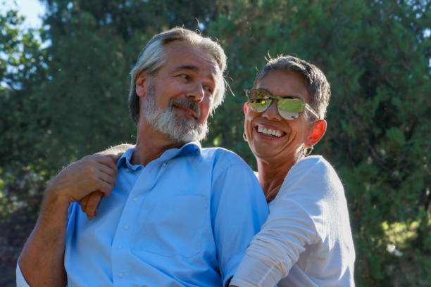 istock Happy senior couple in hug 2185575135