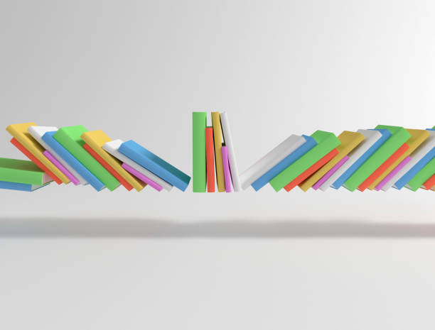 istock Row of multi color flying books 2185575650