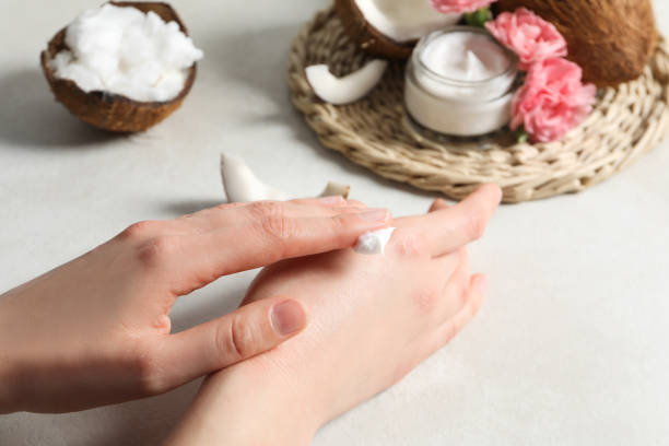 istock Natural cosmetic concept - coconut cosmetic for self care 2185576540
