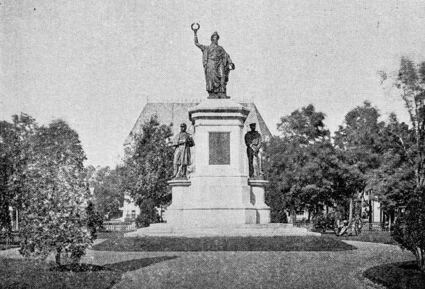 istock Antique image of Worcester and surroundings, Massachusetts: Soldier's Monument 2185577576