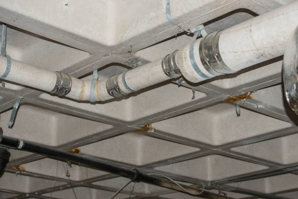 istock Asbestos transite pipe use for gas  line in building 2185578436