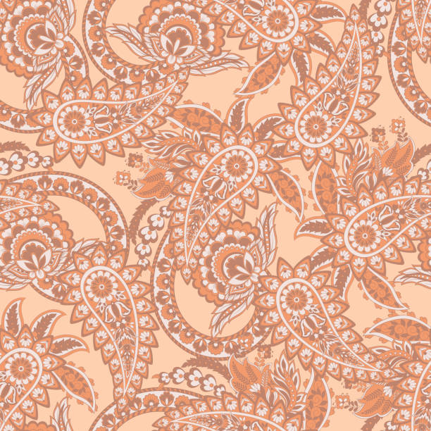 istock Paisley and ethnic flowers seamless vector pattern. floral vintage background 2185578815