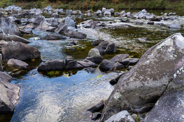 Motion water of hilly side river