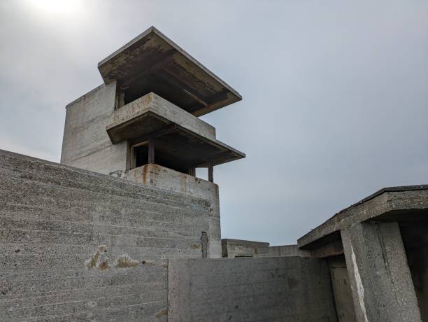 istock Concrete building with overhanging roof 2185581775