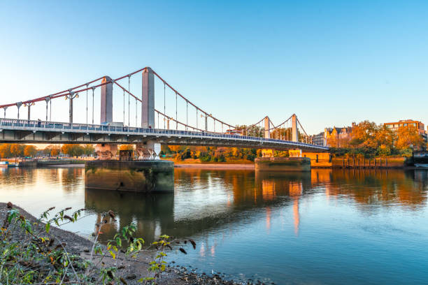 istock Chelsea Bridge in London at sunset 2185585219
