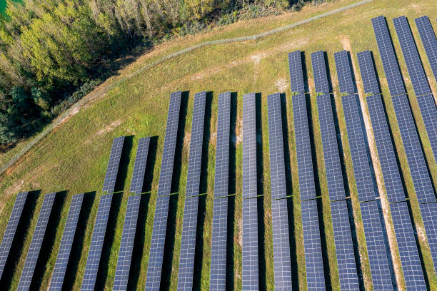 istock Aerial view of a solar power station 2185588092