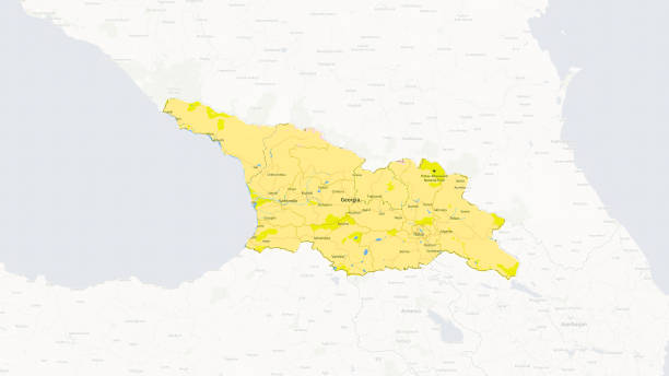 istock Georgia - Highlighted World Map with Yellow Country Emphasis 2185591651