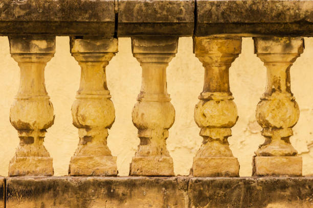 istock Elegant Stone Balustrade with Intricate Architectural Design Details 2185593578