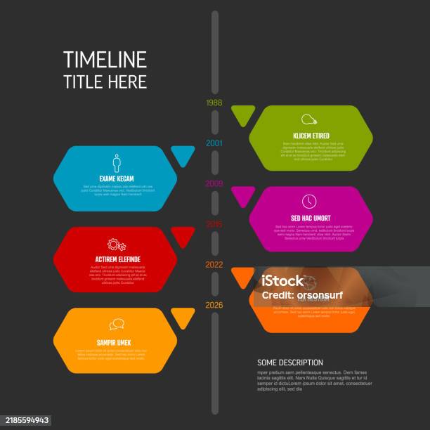 simple solid color diagonal timeline template with... Ilustración de Simple Solid Color Timeline Template With Content ...