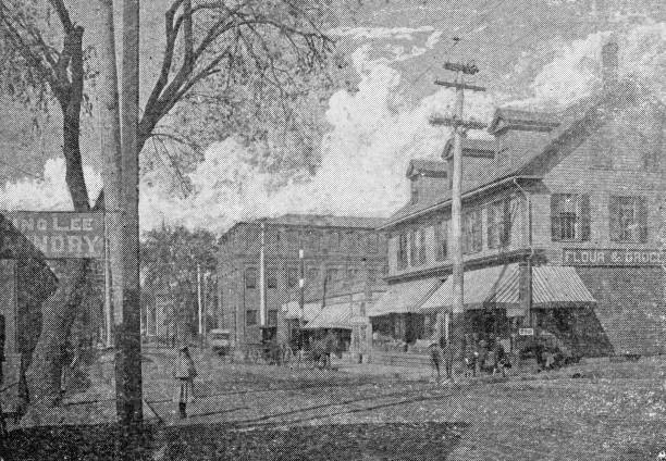 istock Antique image of Worcester and surroundings, Massachusetts: Main and Summer Streets 2185595792