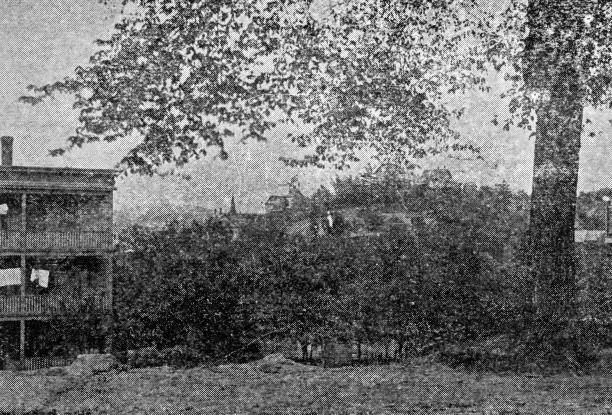 istock Antique image of Worcester and surroundings, Massachusetts: from Ashburnham Street 2185596205