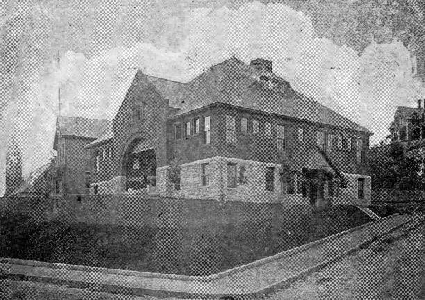 istock Antique image of Worcester and surroundings, Massachusetts: Ashburnham Street School, West Fitchburg 2185596597