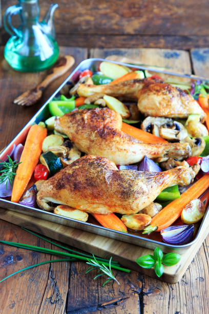 istock Mediterranean chicken thighs with vegetables 2185597426