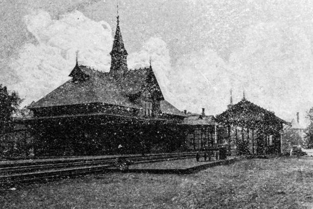 istock Antique image of Worcester and surroundings, Massachusetts: Leominster depot 2185598087