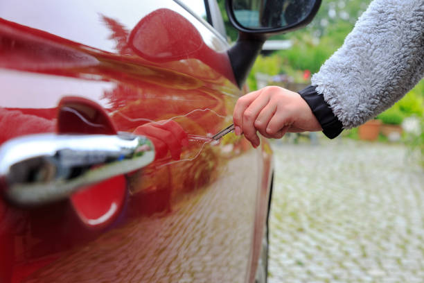 istock Scratches in the car paint 2185599300