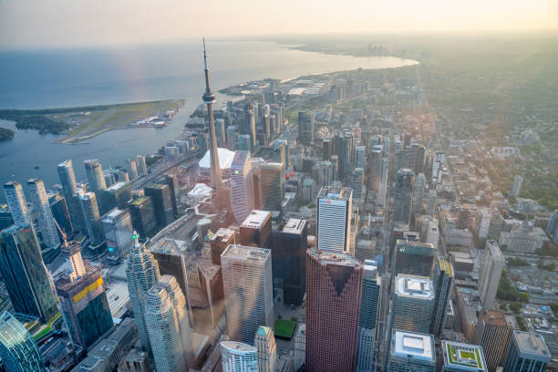 istock Twilight Over Toronto. Stunning Aerial View from Helicopter 2185600274