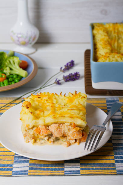 istock Creamy fish pie or fisherman's pie - traditional British and Irish dish 2185600568