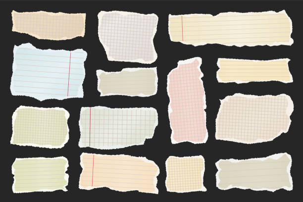 istock Ripped paper strips. Realistic crumpled paper scraps with torn edges. Shreds of notebook, book or old newspaper pages. Trendy collage elements. Vector illustration 2185600707