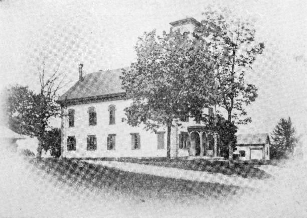 istock Antique image of Worcester and surroundings, Massachusetts: Harvard Town Hall 2185600719