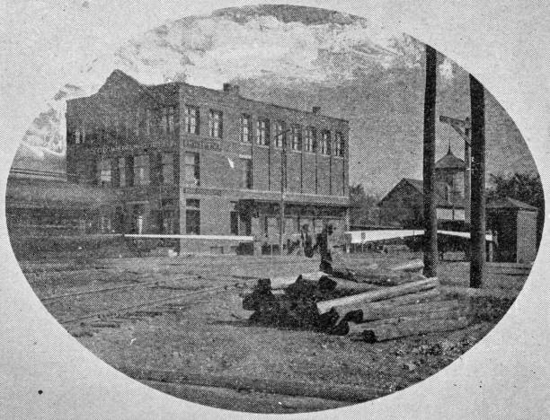istock Antique image of Worcester and surroundings, Massachusetts: Clinton, Depot 2185601199
