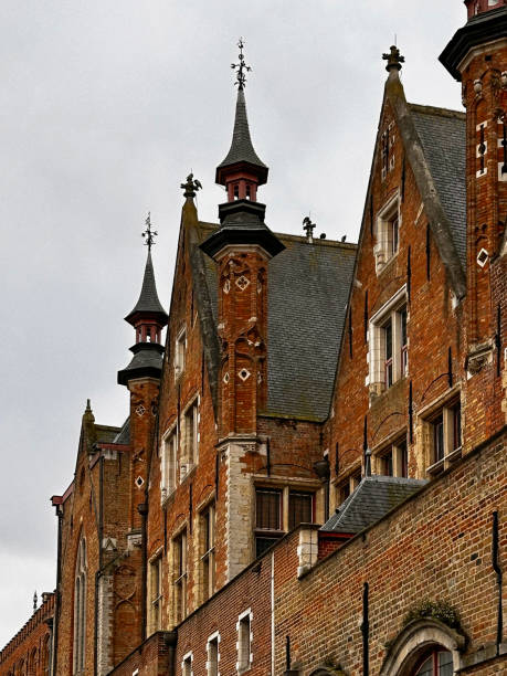 View of group of houses  in famous medieval city Bruges
