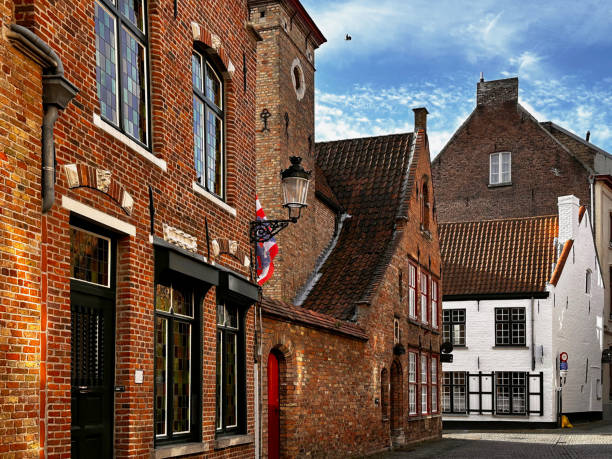 View of group of houses  in famous medieval city Bruges