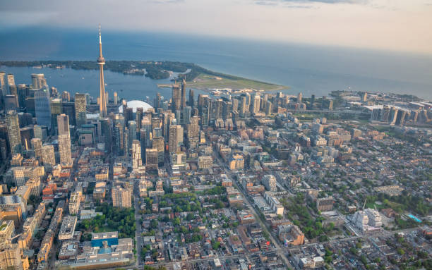 istock Breathtaking Toronto Skyline. Sunset Aerial Perspective from Above 2185602815