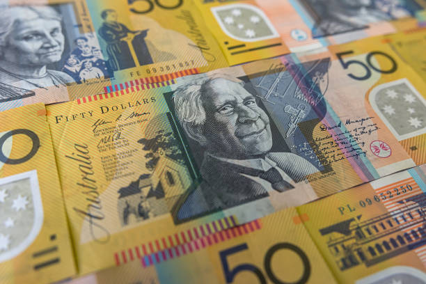 istock Australian 50 dollar notes as finance background. Polymer Banknotes. Aud money a 2185603024