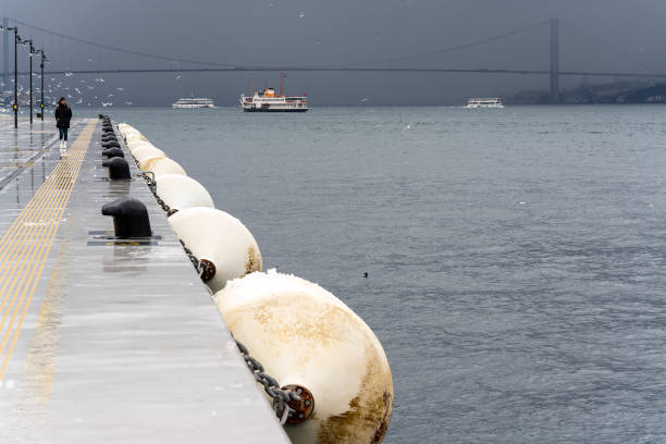 Snowing in Bosphorus in Istanbul
