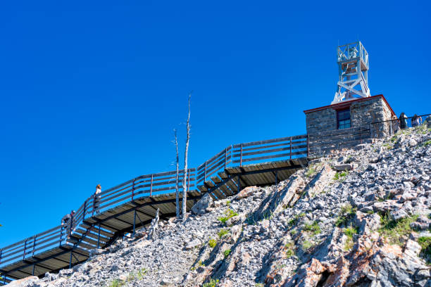 Cell station on top of Mount Lovcen against the background of the sky. High quality photo