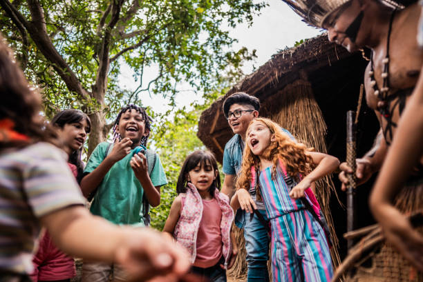 istock Children having fun during a field trip to an indigenous village 2185608609