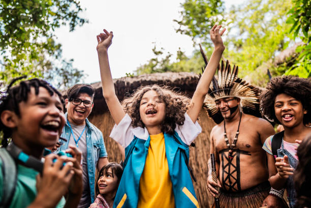istock Children having fun during a field trip to an indigenous village 2185608620