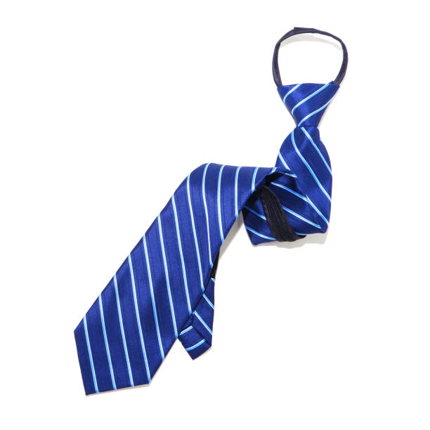 istock Striped pattern zipper necktie folded isolated on white background close-up view 2185609312