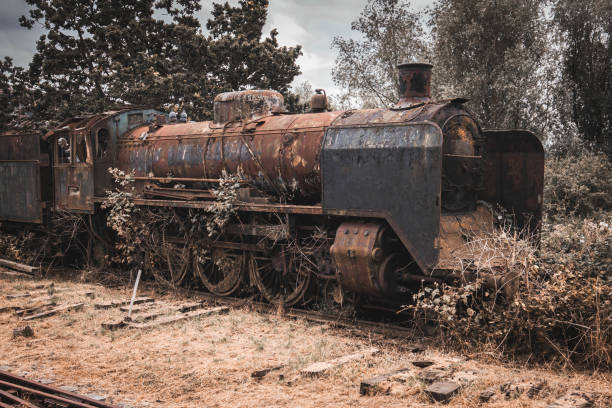 Abandoned rusty steam locomotive train