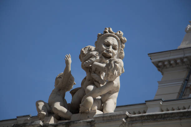 The sculpture on the Odessa Opera House / details on historic building in the daylight