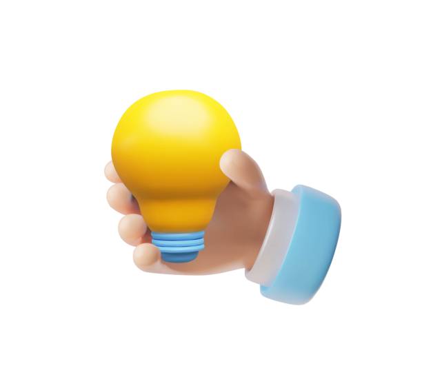 istock Vector 3D illustration of human hand holding yellow light bulb. 2185616250