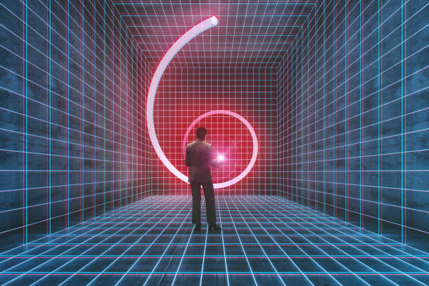 istock Woman standing in VR environment 2185620938