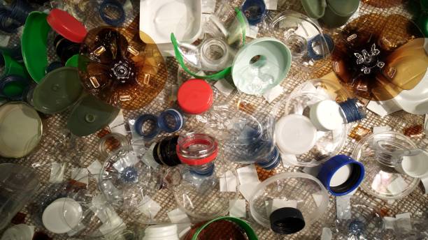 istock Plastic bottles parts, cups, corks, straws, water and shampoo bottles, creams packaging and other one-time use garbage dumped on the table. Environmental pollution, recycle, waste management problem. 2185622896