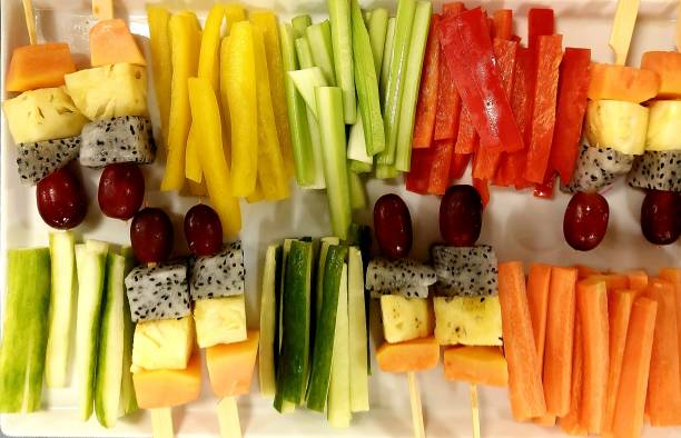 istock Colorful Vegetable and Fruit Platter with Skewers 2185625724