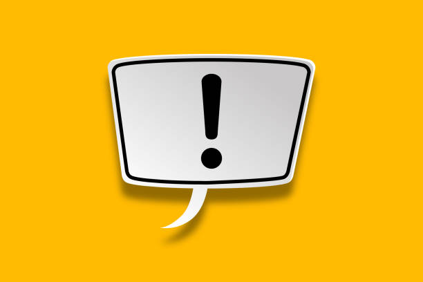 Exclamation mark with speech bubble on yellow background