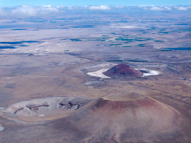 Aerial view of Meke Crater Lake in Konya, Turkey.  Taken via drone.