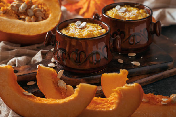 istock porridge with pumpkin in a clay bowl 2185628258