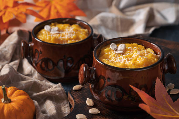 istock porridge with pumpkin in a clay bowl 2185628308
